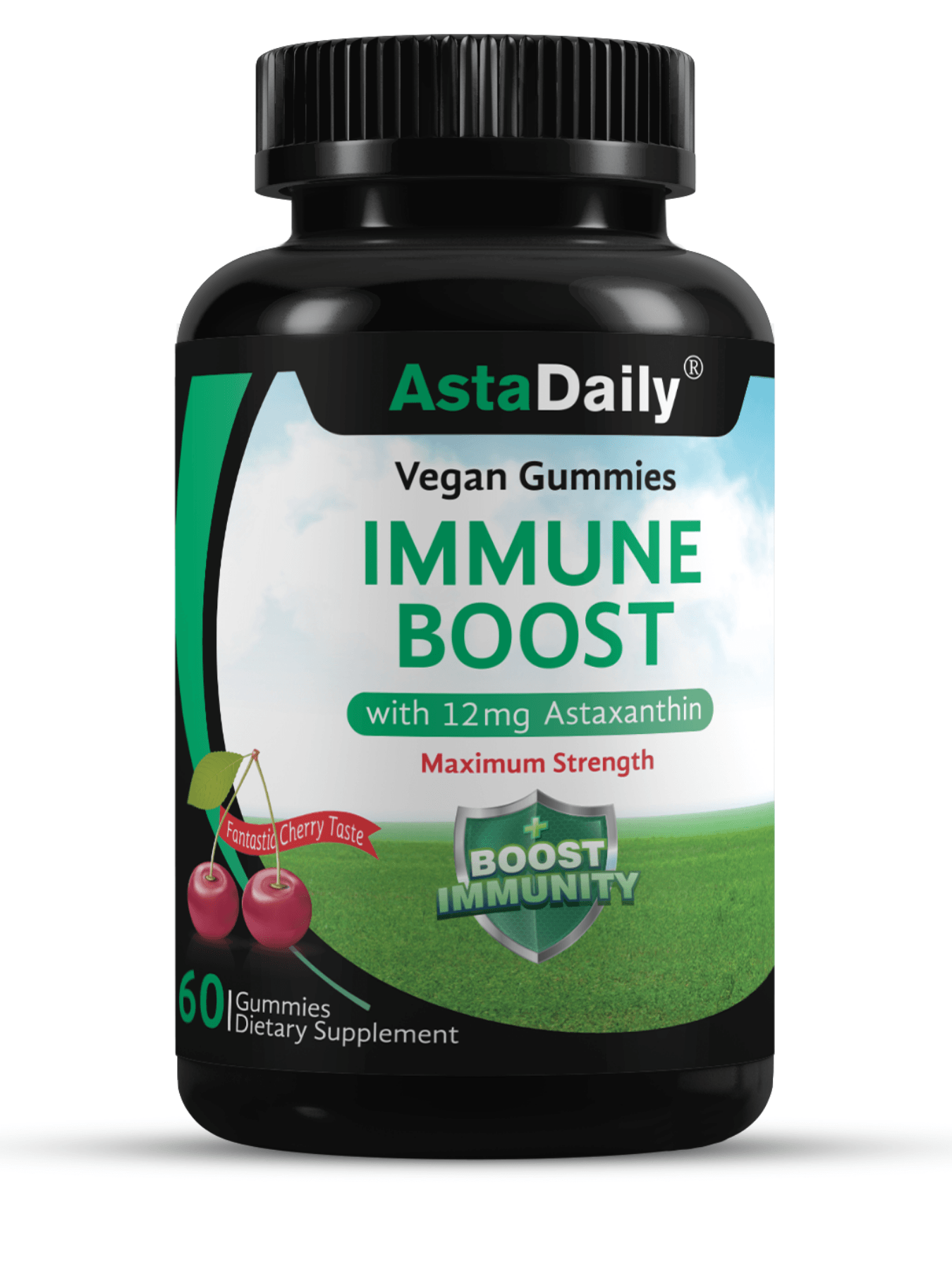 AstaDaily® Immune Boost Vegan Gummies (GREEN-60 servings) - 12mg Natural Astaxanthin with 100mg Vitamin C - Iconthin Biotech Corp.