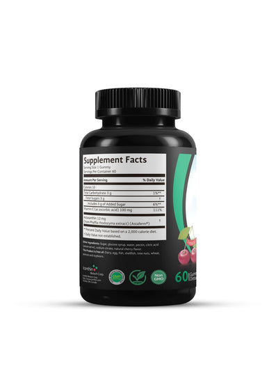 AstaDaily® Immune Boost Vegan Gummies (GREEN-60 servings) - 12mg Natural Astaxanthin with 100mg Vitamin C